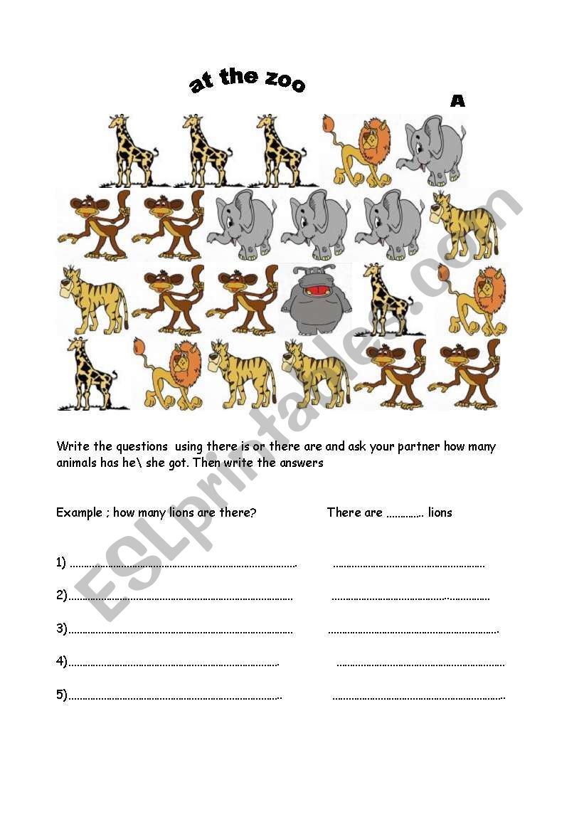  at the zoo  worksheet