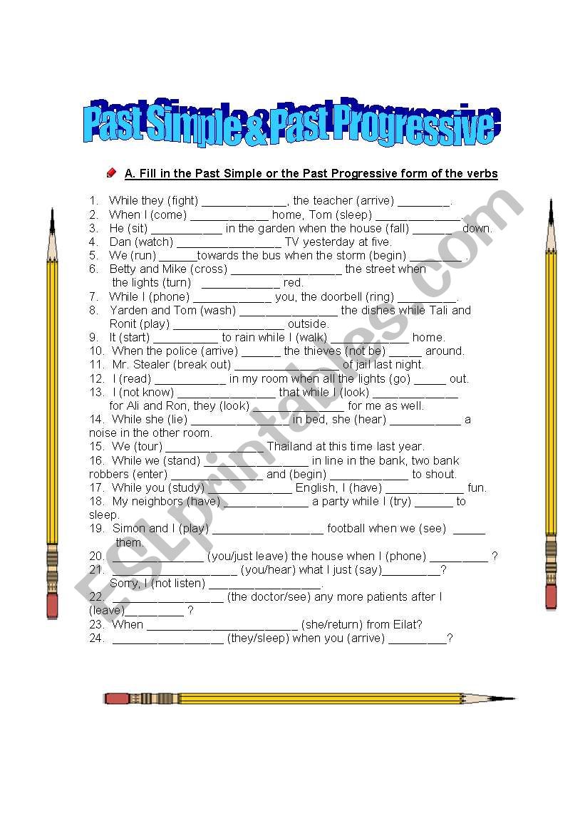 Past Simple Past Progressive ESL Worksheet By Gilorit