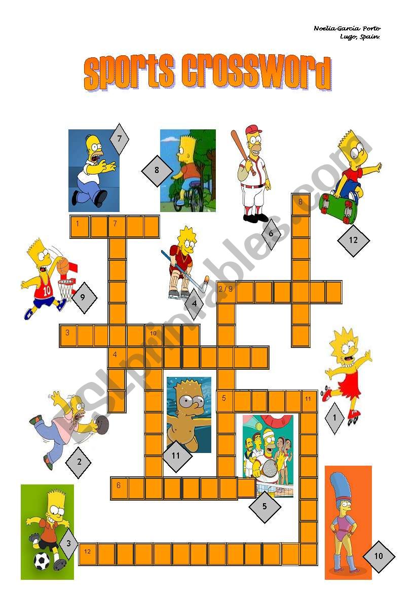 SPORTS CROSSWORD WITH SIMPSONS CHARACTERS