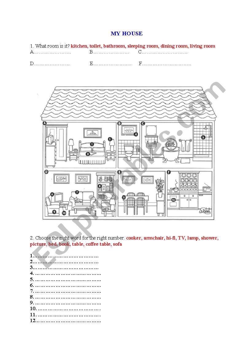 MY HOUSE worksheet