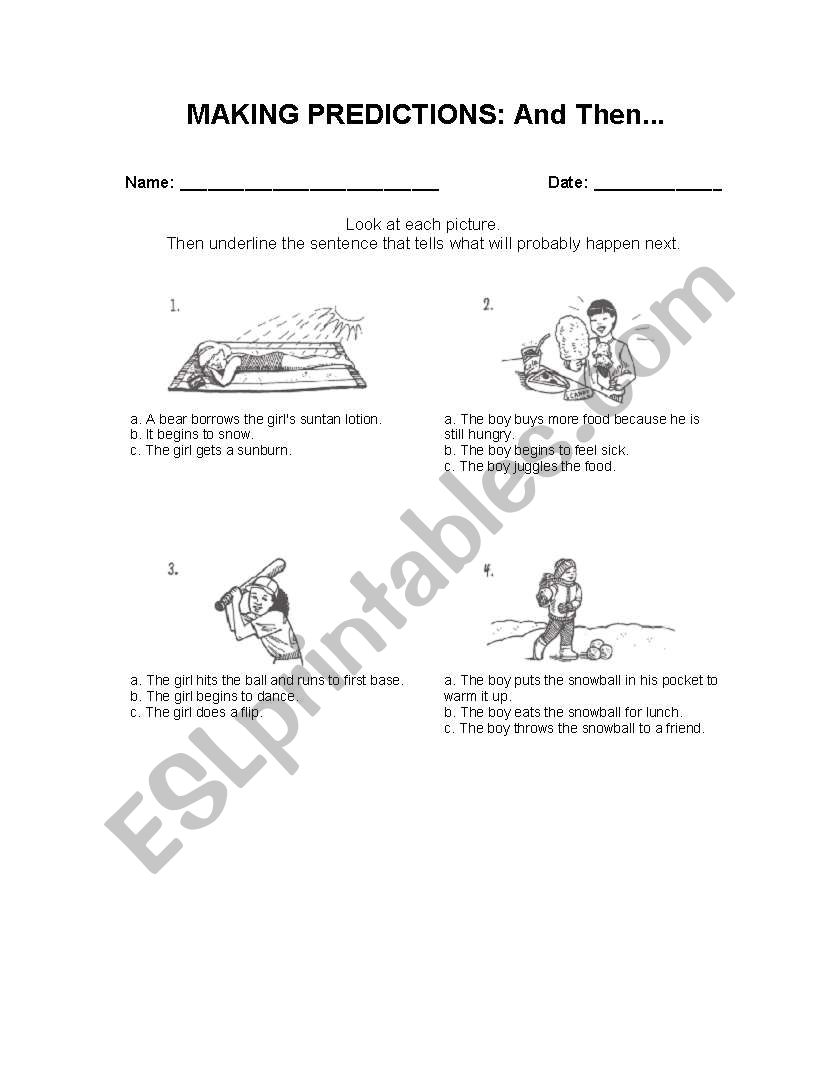 Making Predictions worksheet