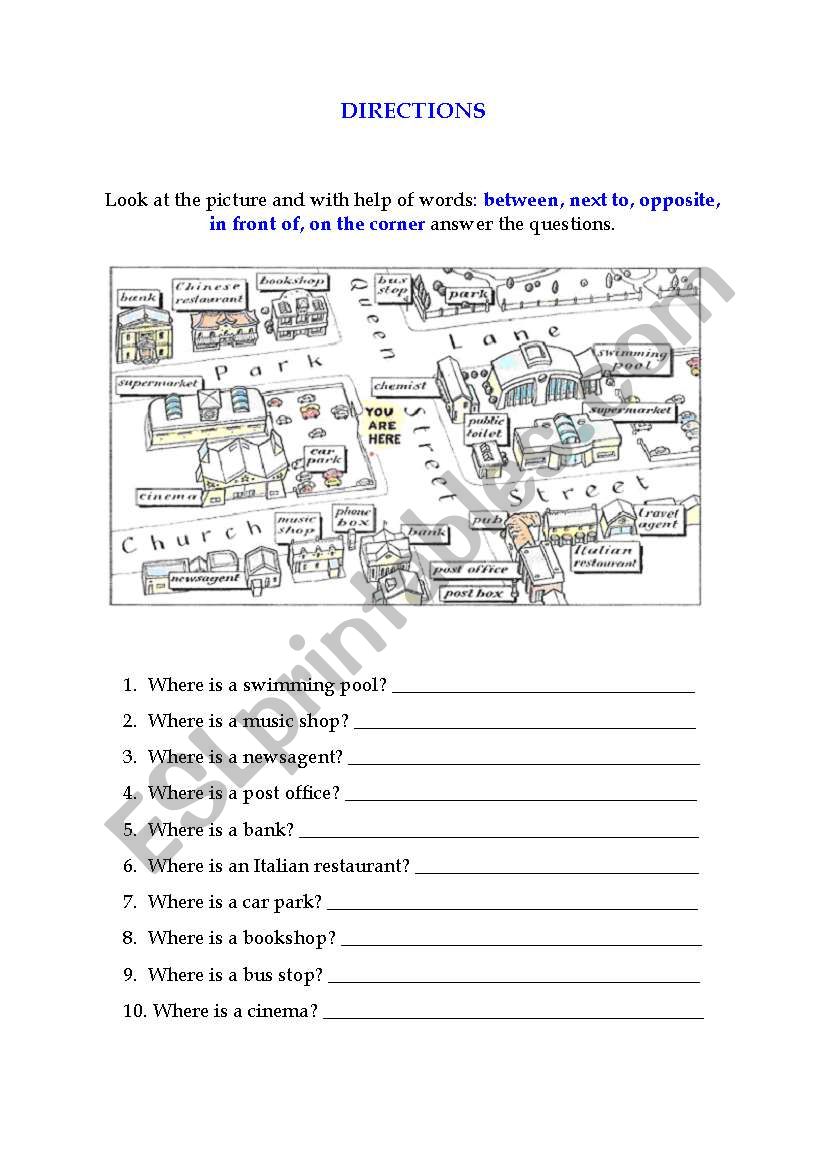 Directions worksheet