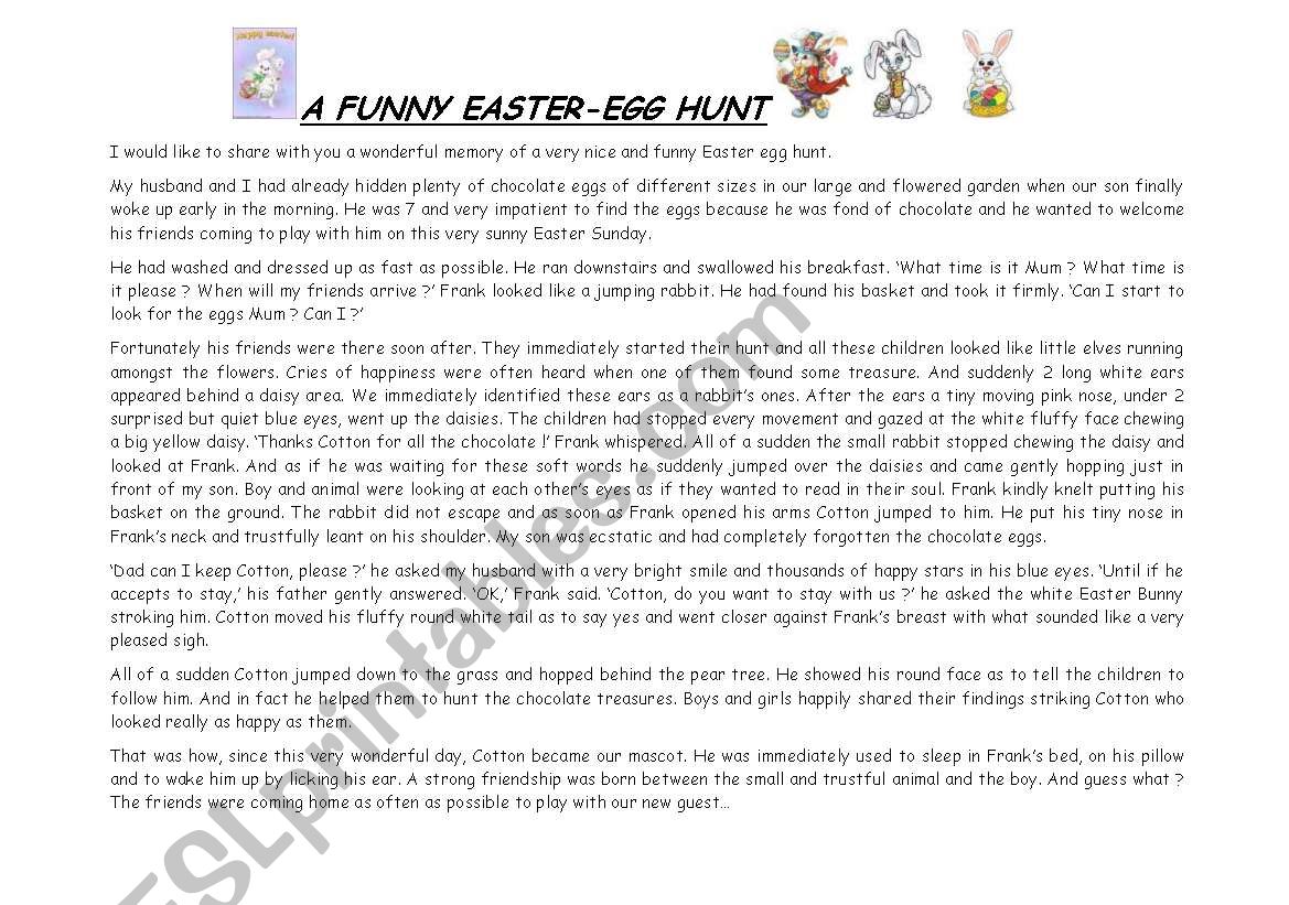 an Easter tale worksheet