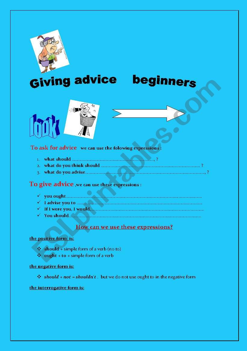 giving advice  worksheet