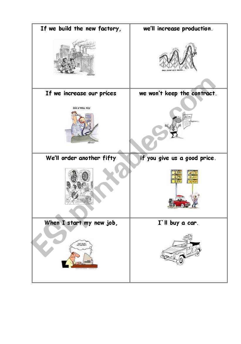 Broken sentances for matching Conditional 1 connected with business situations