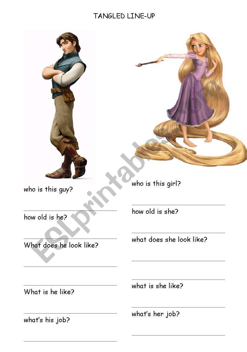 tangled line up worksheet