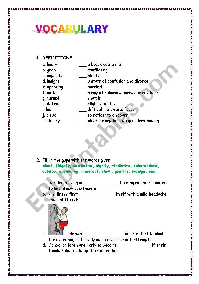 ADVANCED VOCABULARY  worksheet