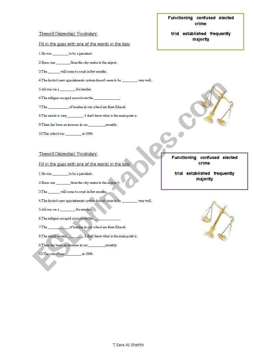 Courts worksheet