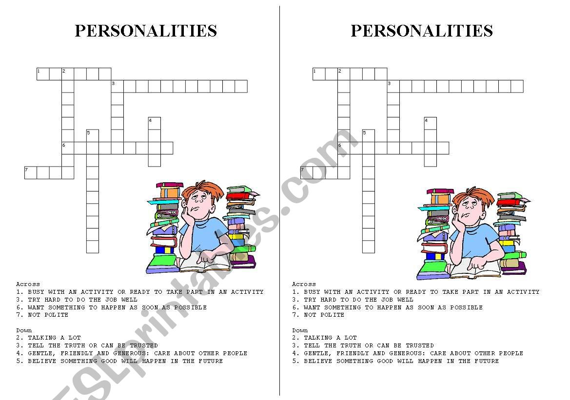 PERSONALITIES REVIEWING worksheet