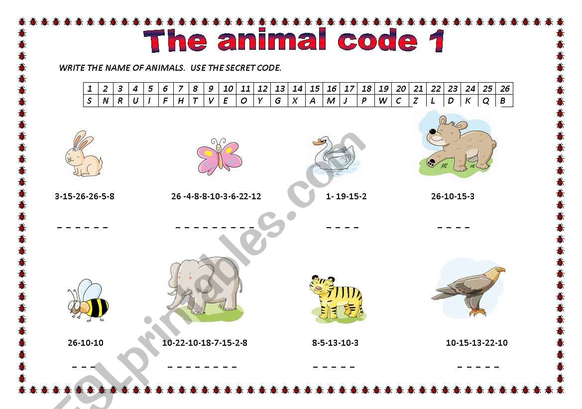 THE ANIMAL CODE 1 worksheet