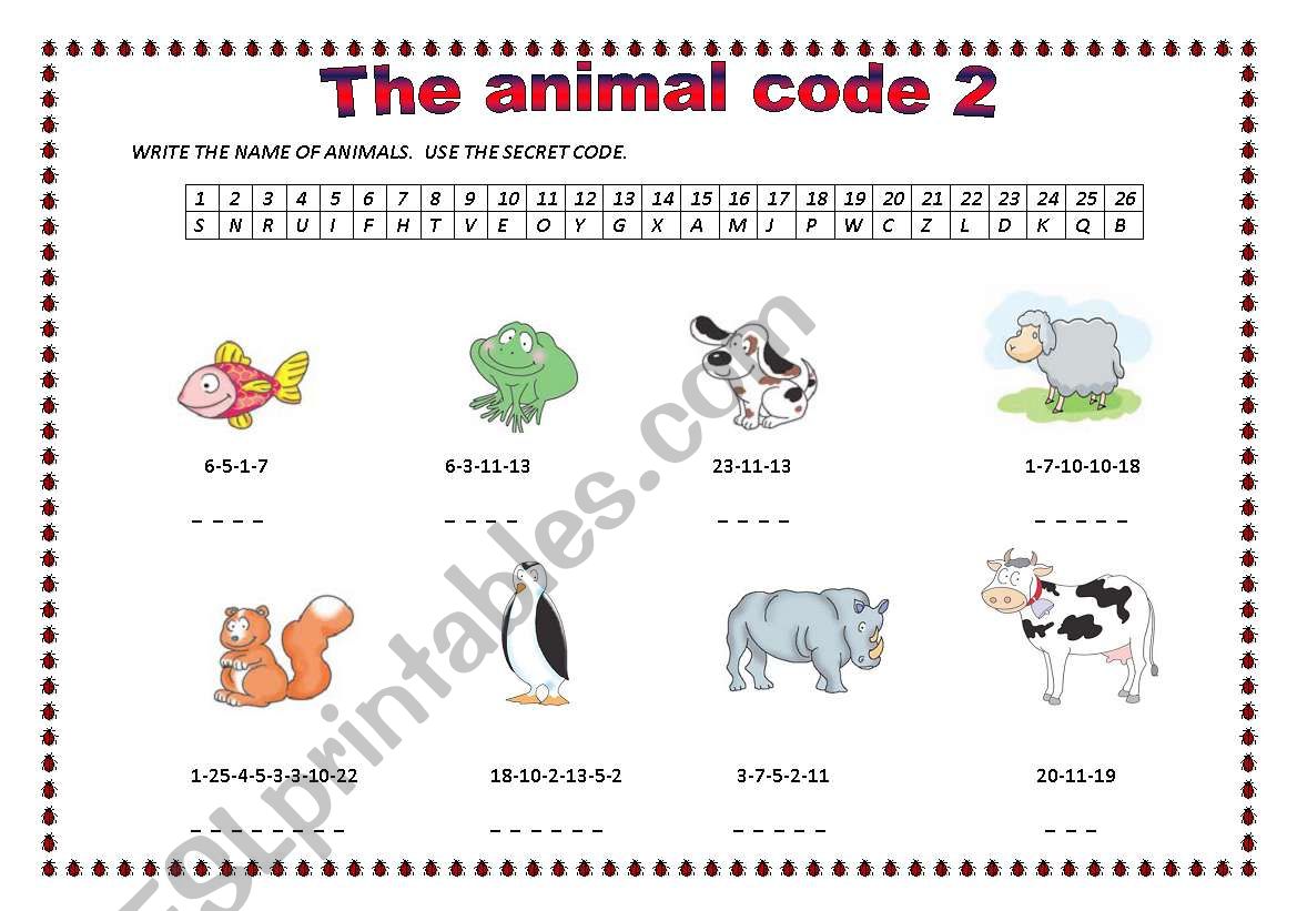 THE ANIMAL CODE 2 worksheet