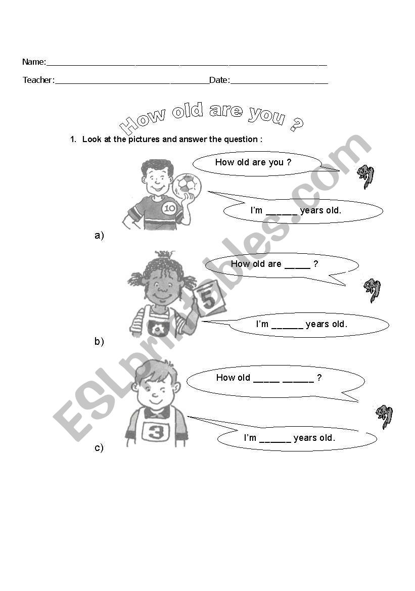 Age worksheet