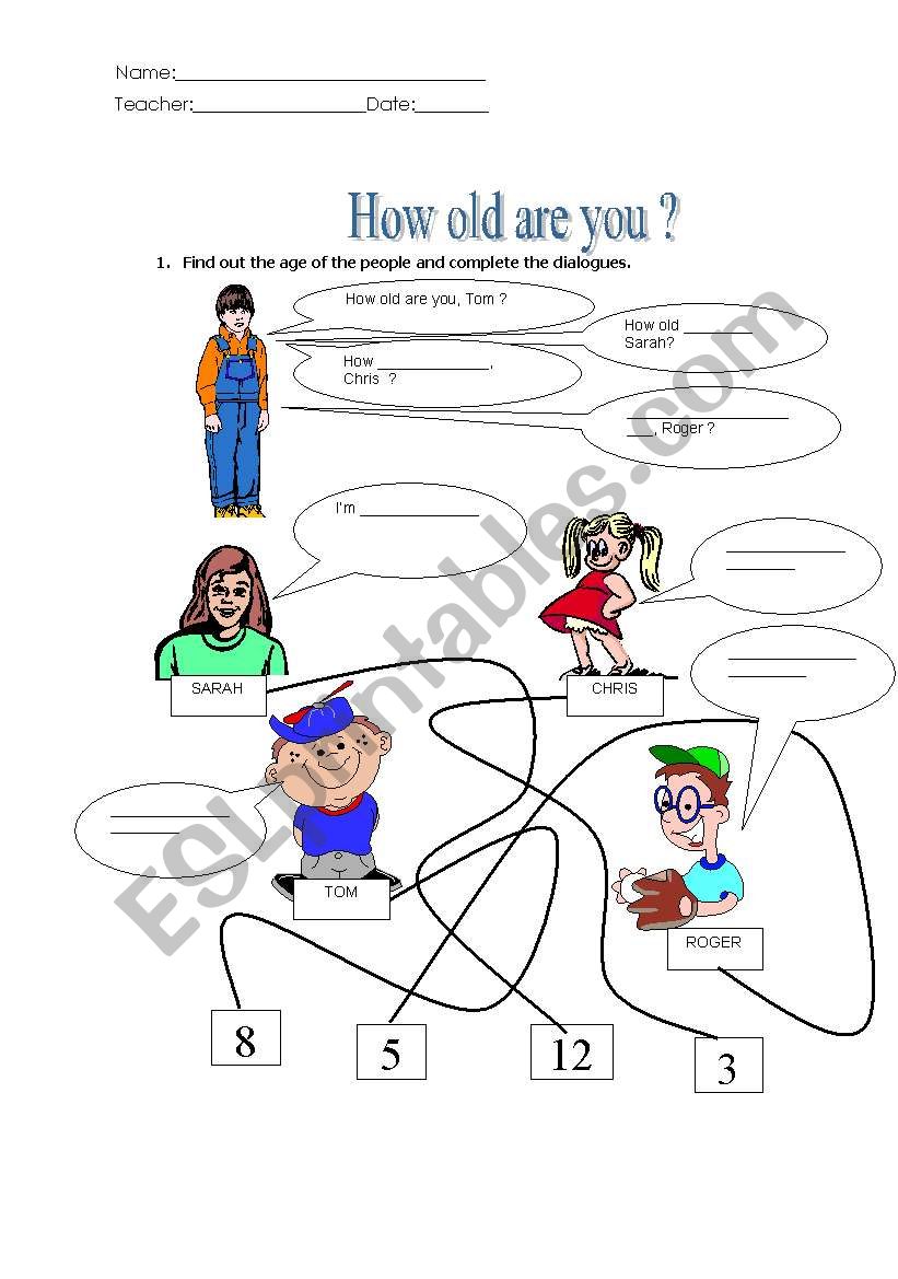 How old are you? worksheet