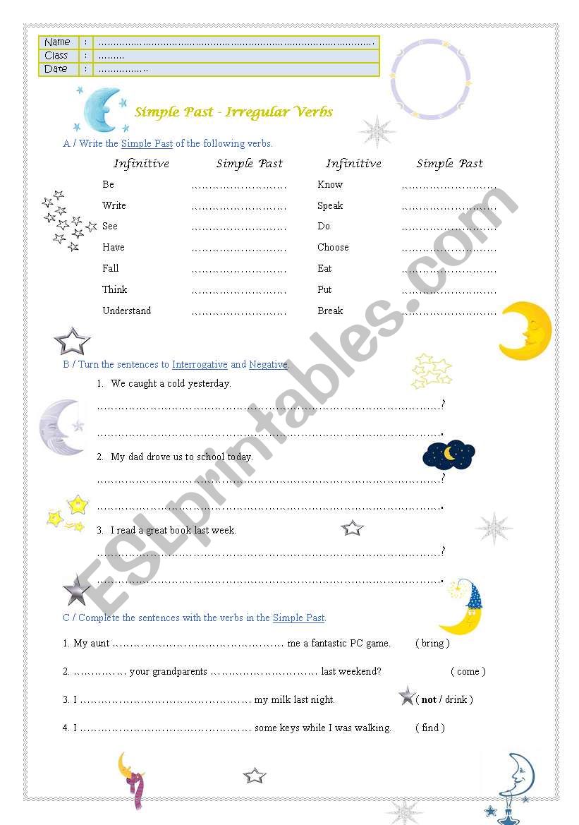 Simple Past Irregular Verbs worksheet