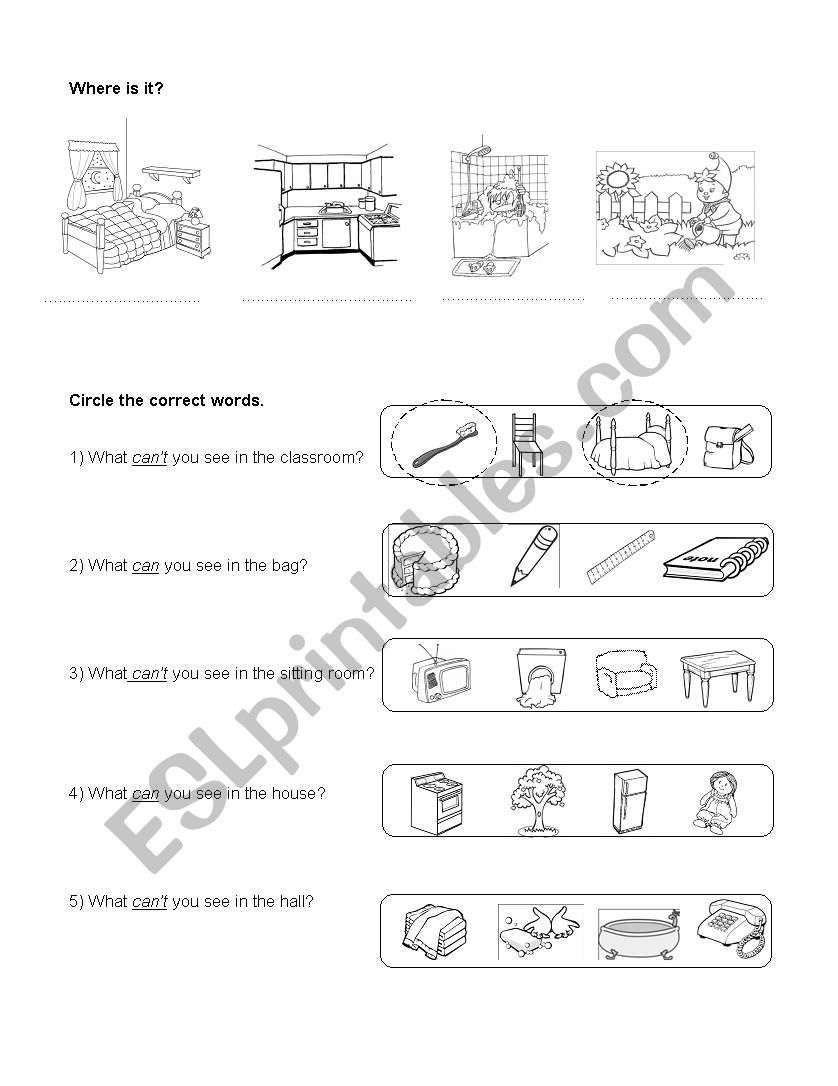 Parts of the House worksheet