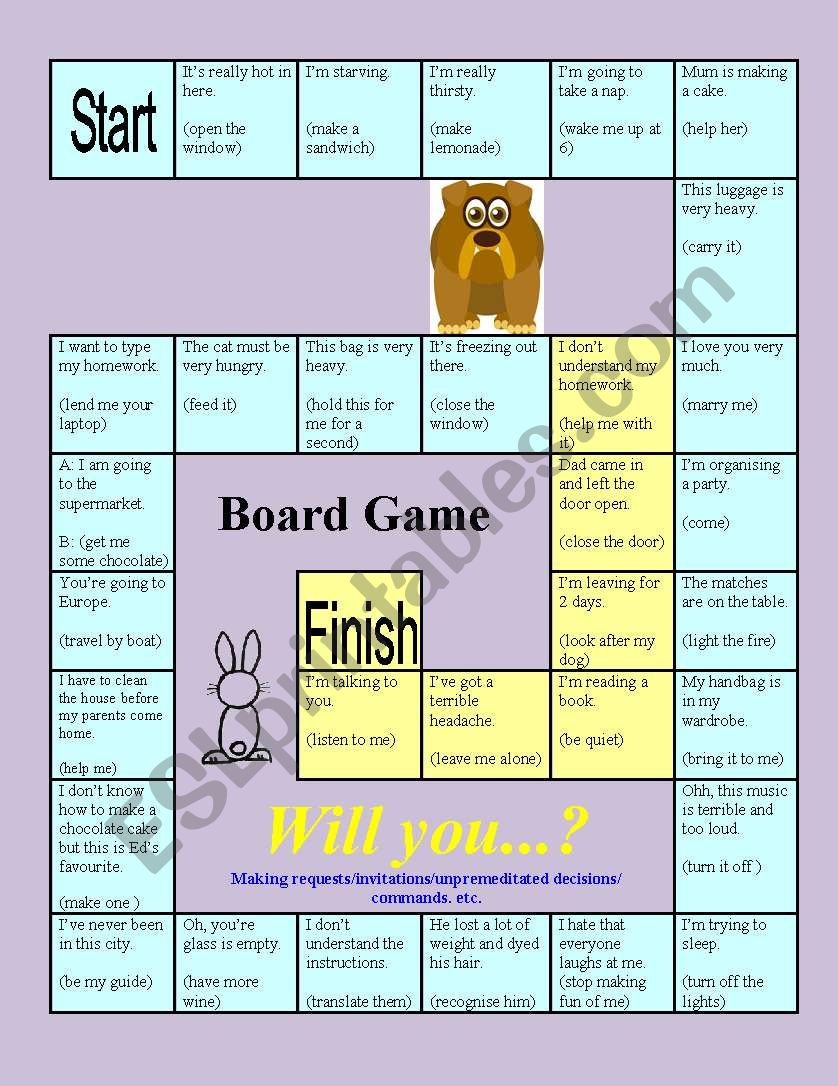 Board game _ Will you...?   (Making requests/invitations/unpremeditated decisions/ commands, etc.)
