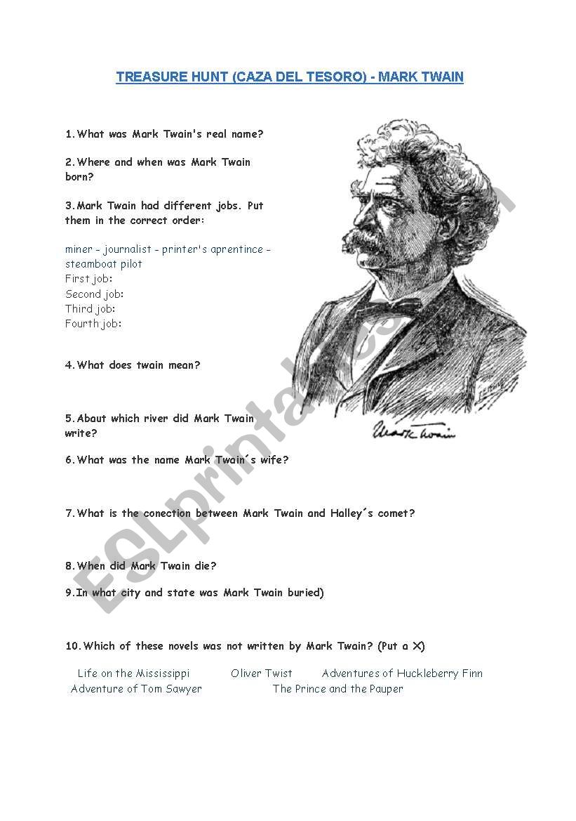 Mark Twain worksheet
