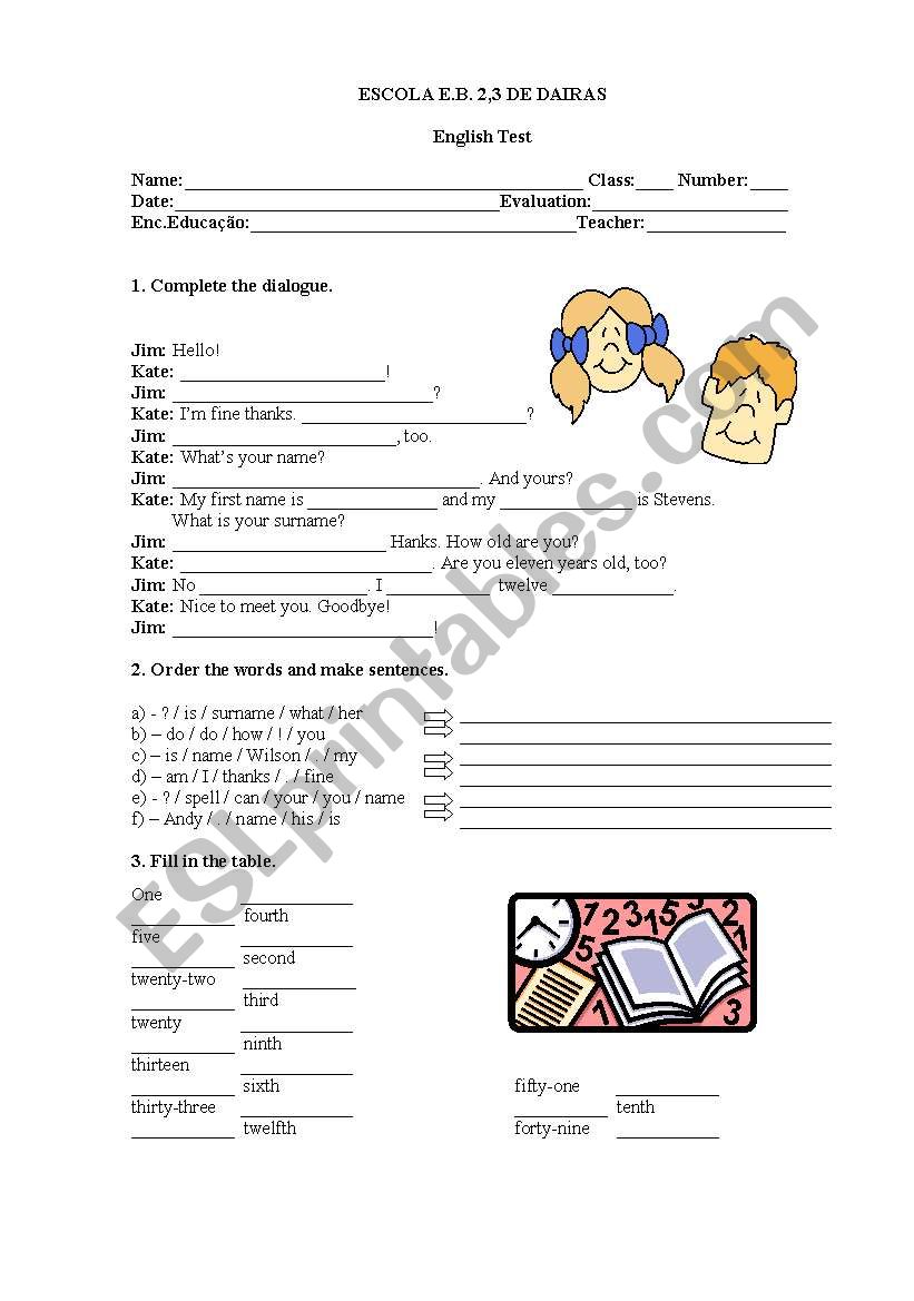 Evaluation tes worksheet