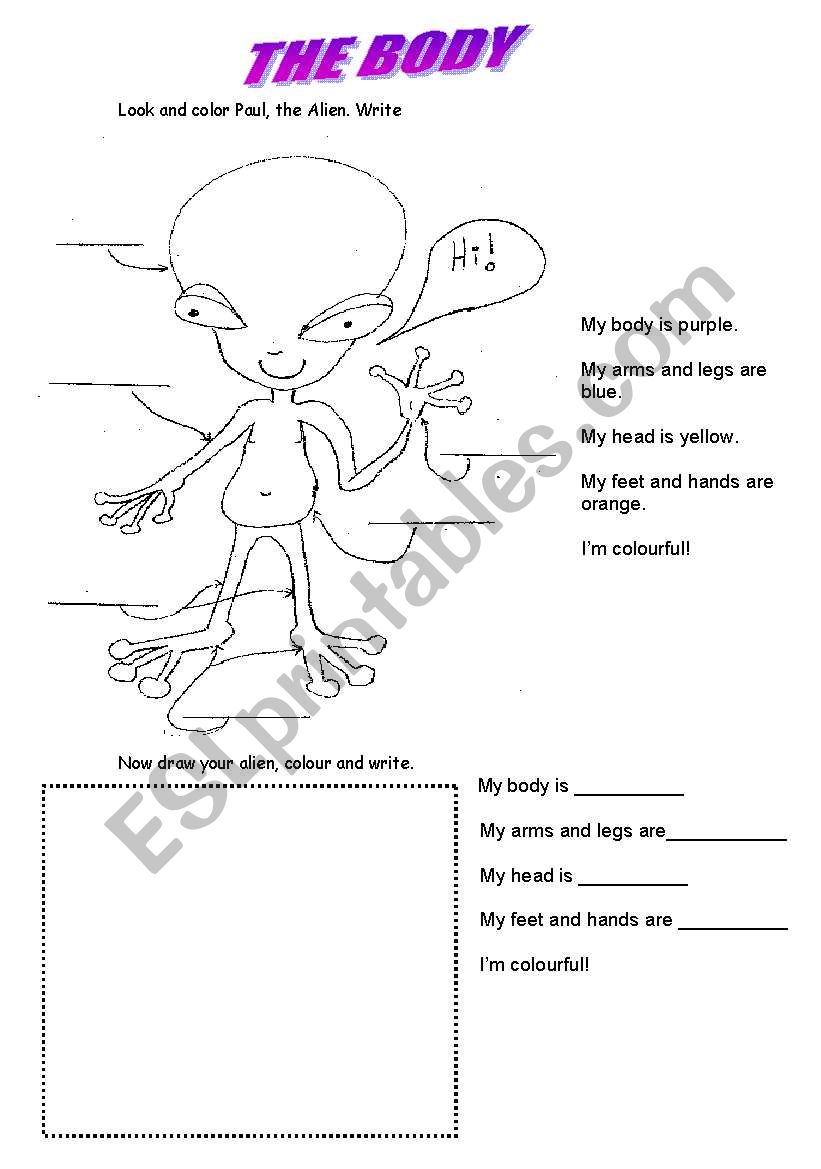 A friendly alien called Paul worksheet