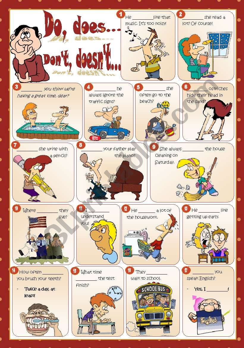 Do, does, donÂ´t, doesnÂ´t... worksheet