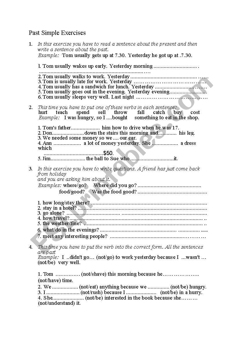 Past Simple Exercises worksheet