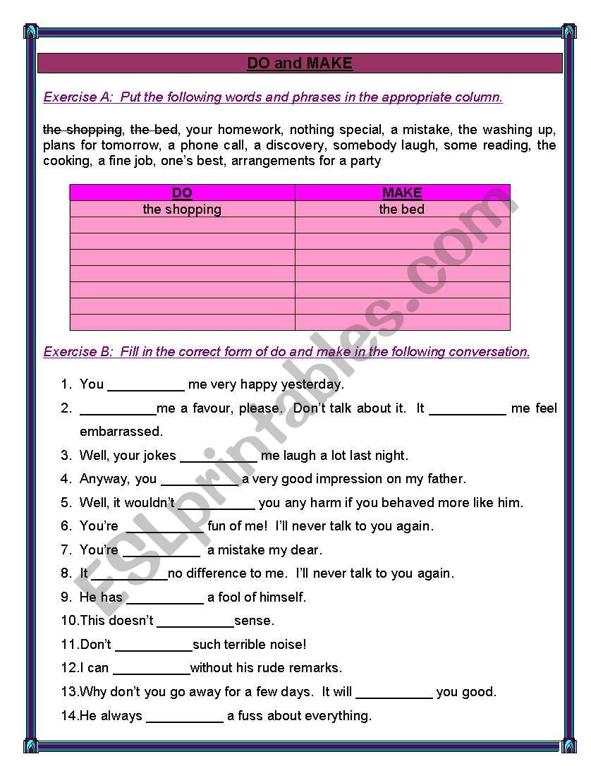 Make or Do? worksheet