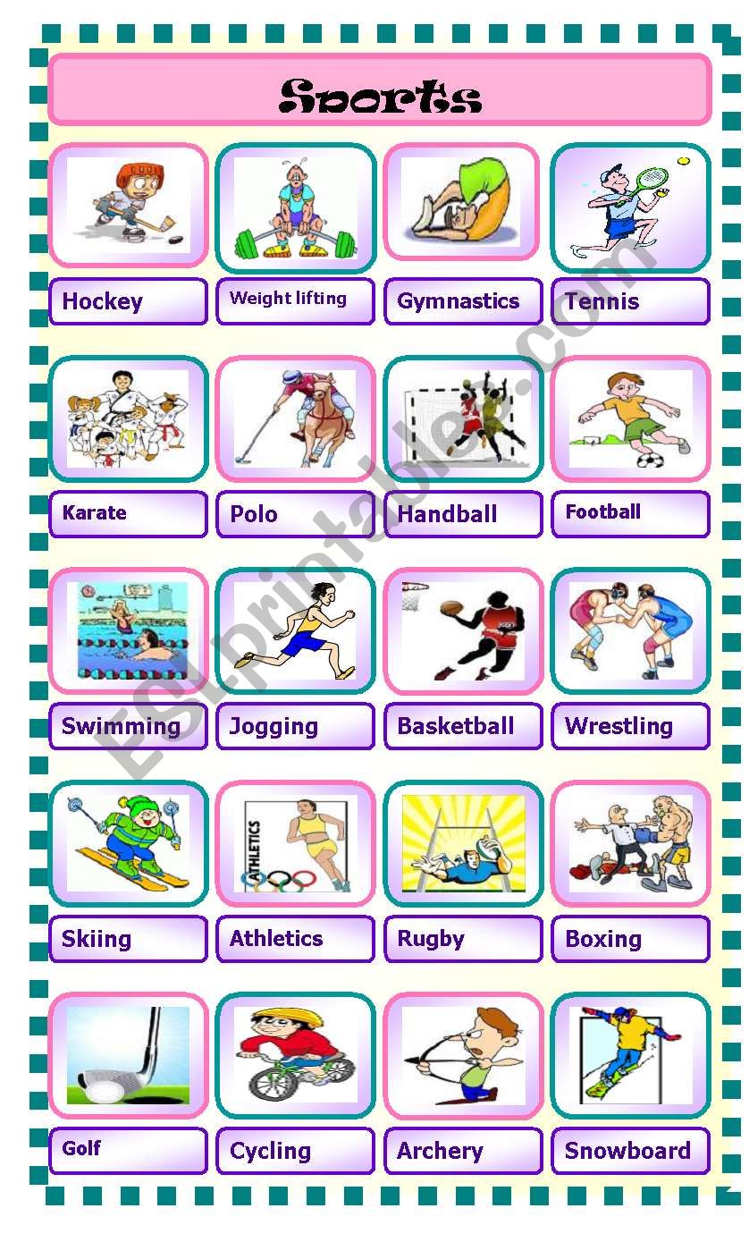 sports pictionary  worksheet