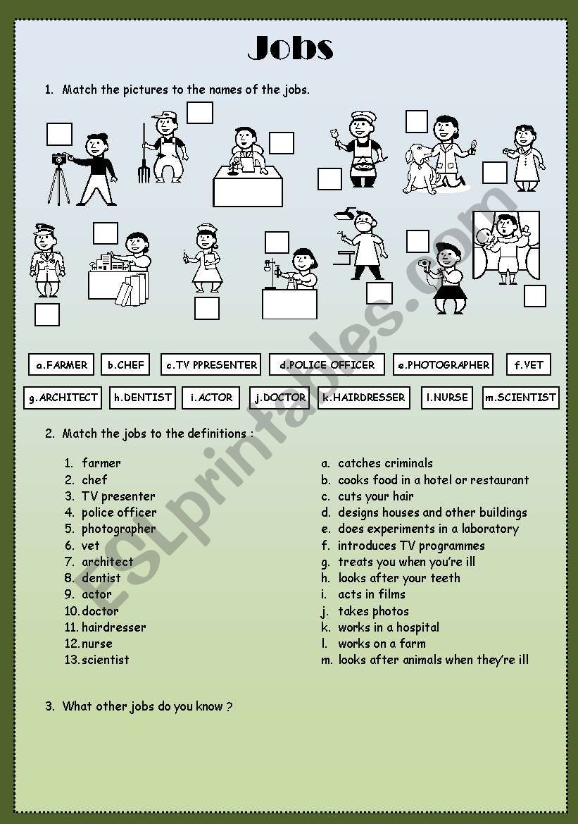 Jobs worksheet