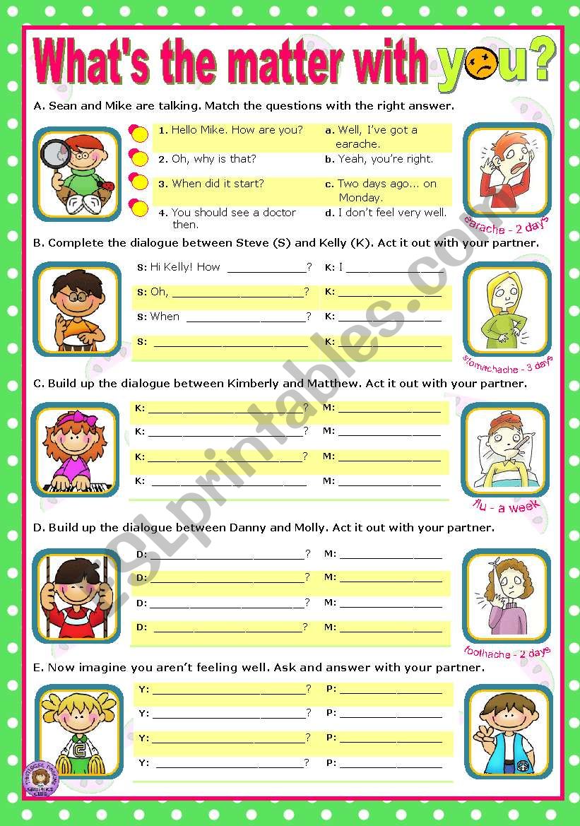 What´s the matter with you? easy, short dialogues for young learners