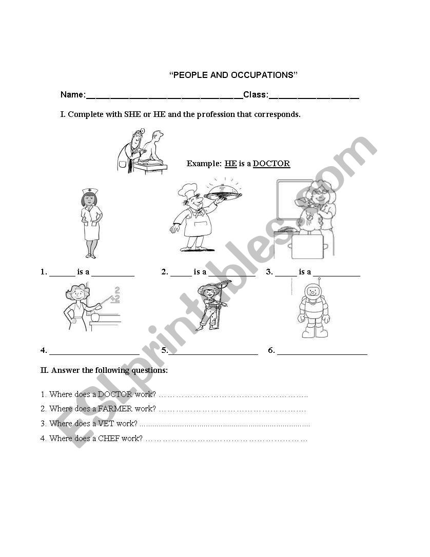 Evaluation Occupations worksheet