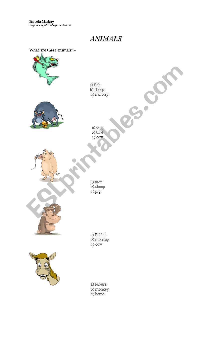 Vocabulary - Animals worksheet