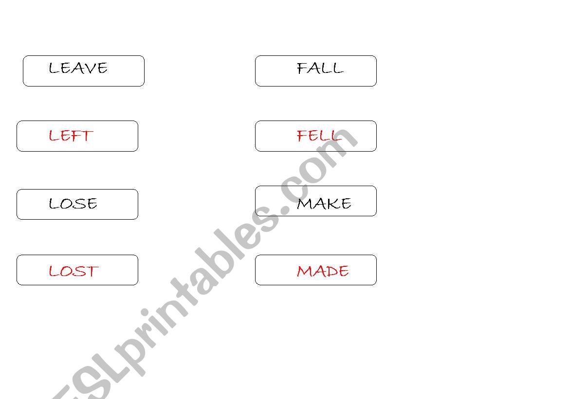 Memory game (past verbs) worksheet