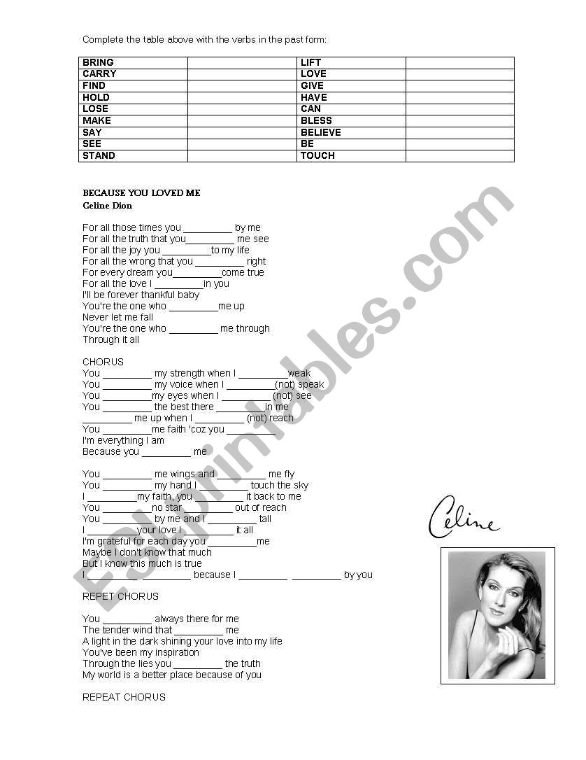 Song - Past simple worksheet