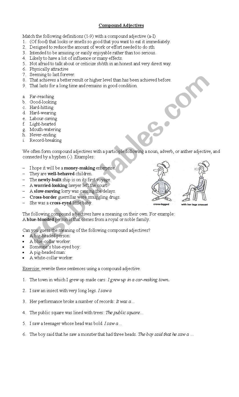 Compound adjectives worksheet