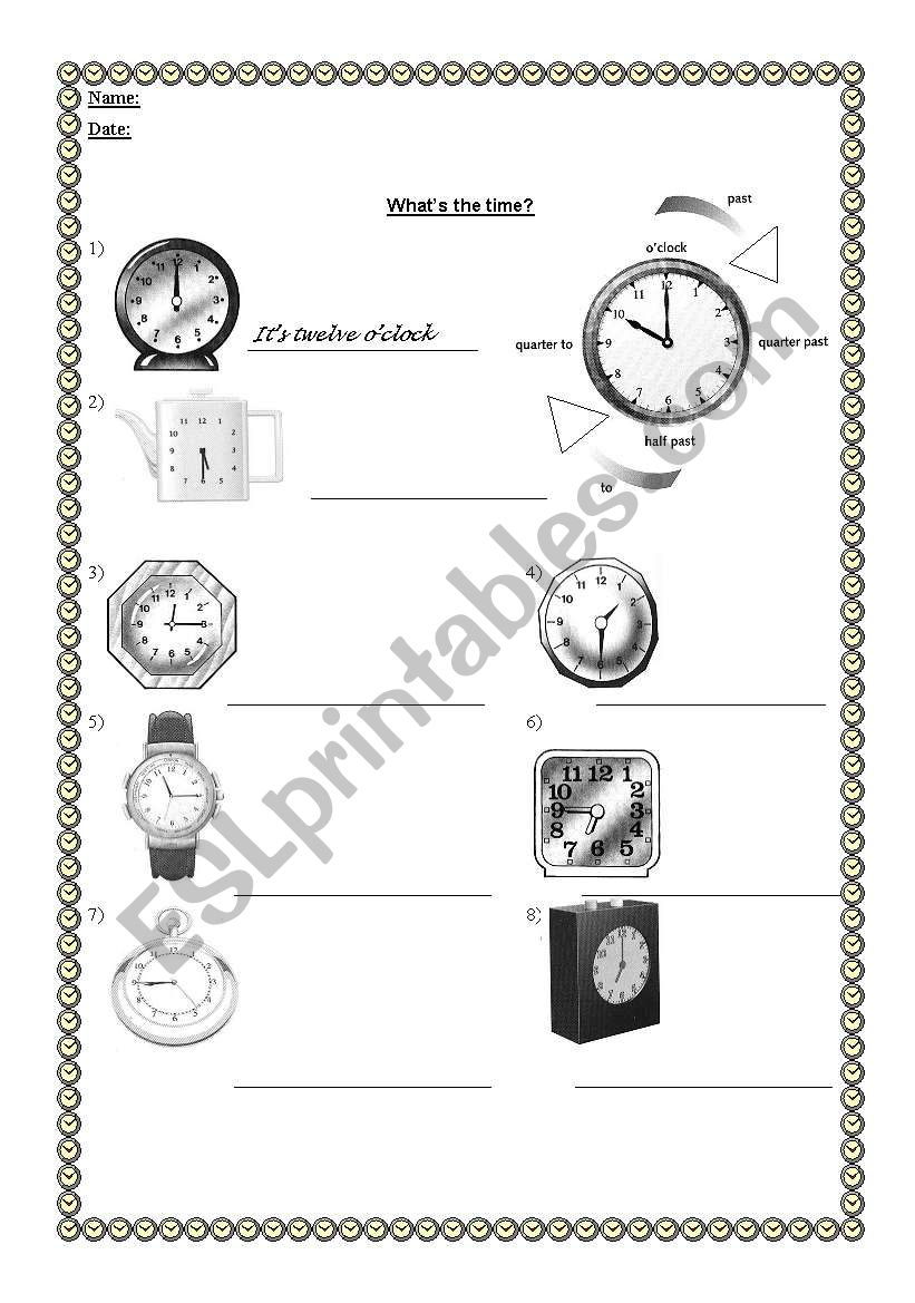 Whats the time? worksheet