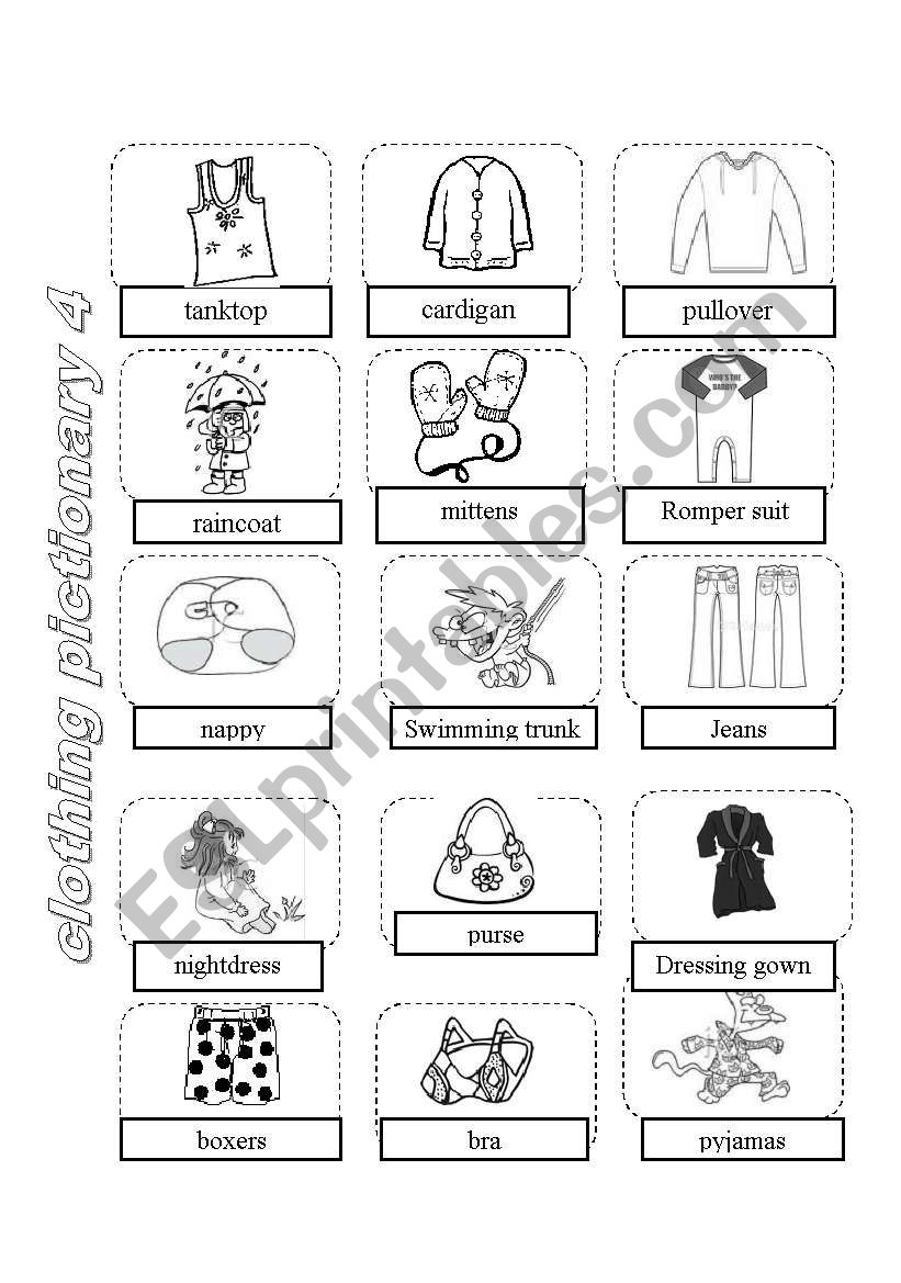 Clothing pictionary 4 worksheet