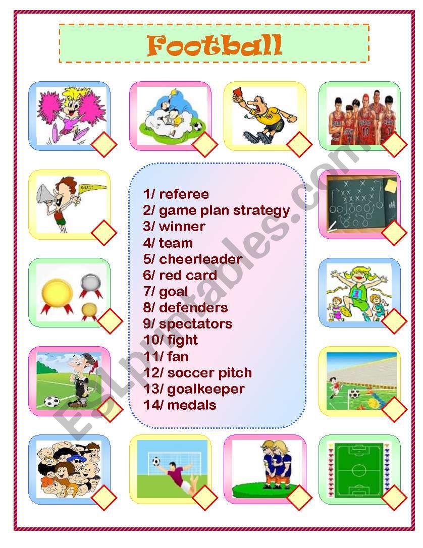 sports football matching worksheet