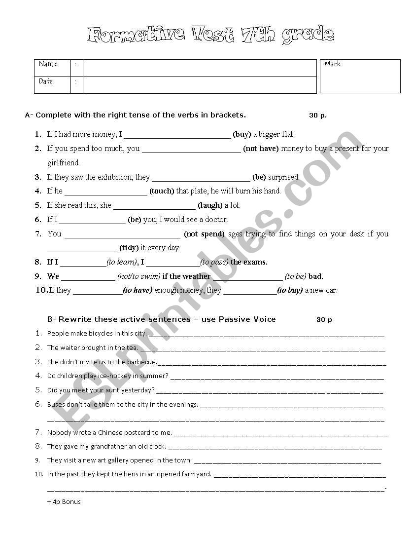 conditionals (I, II)  worksheet