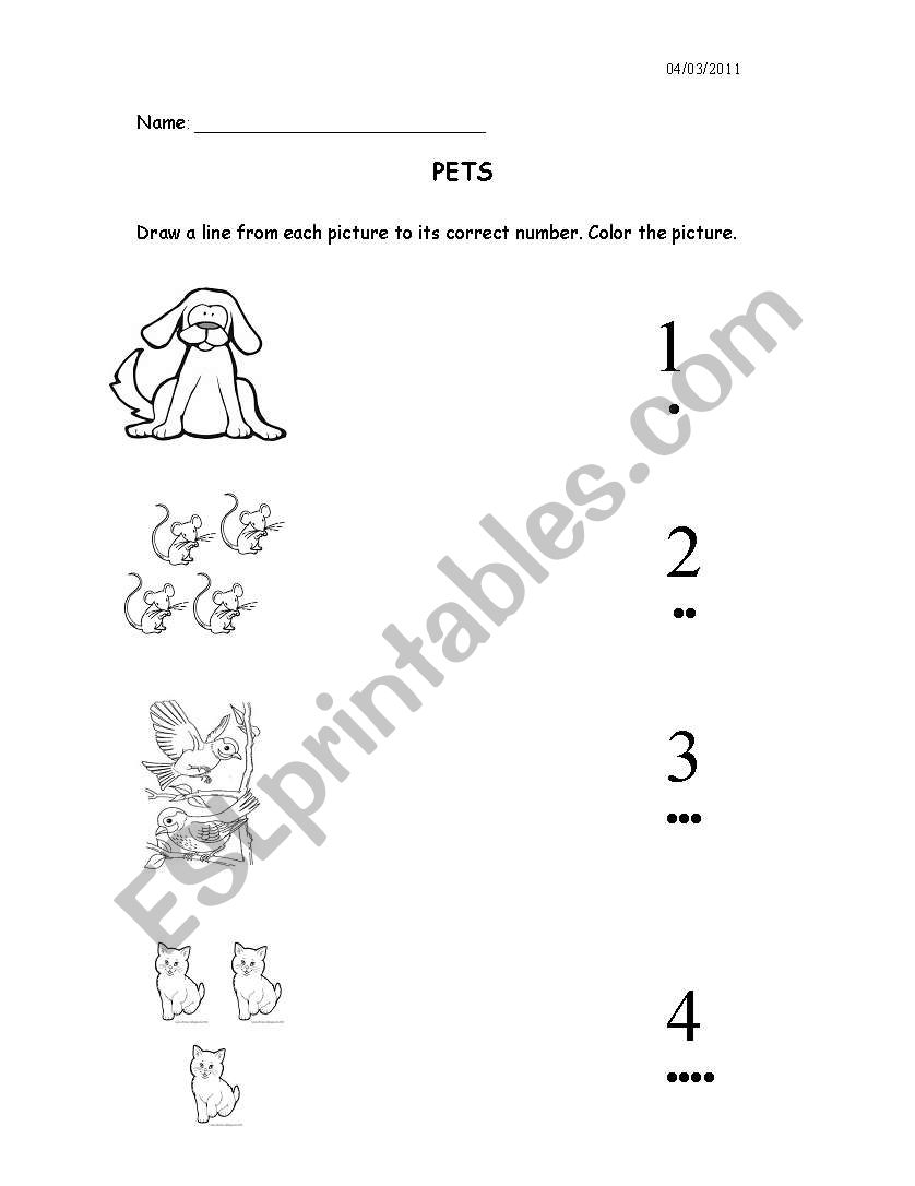 Counting my pets worksheet