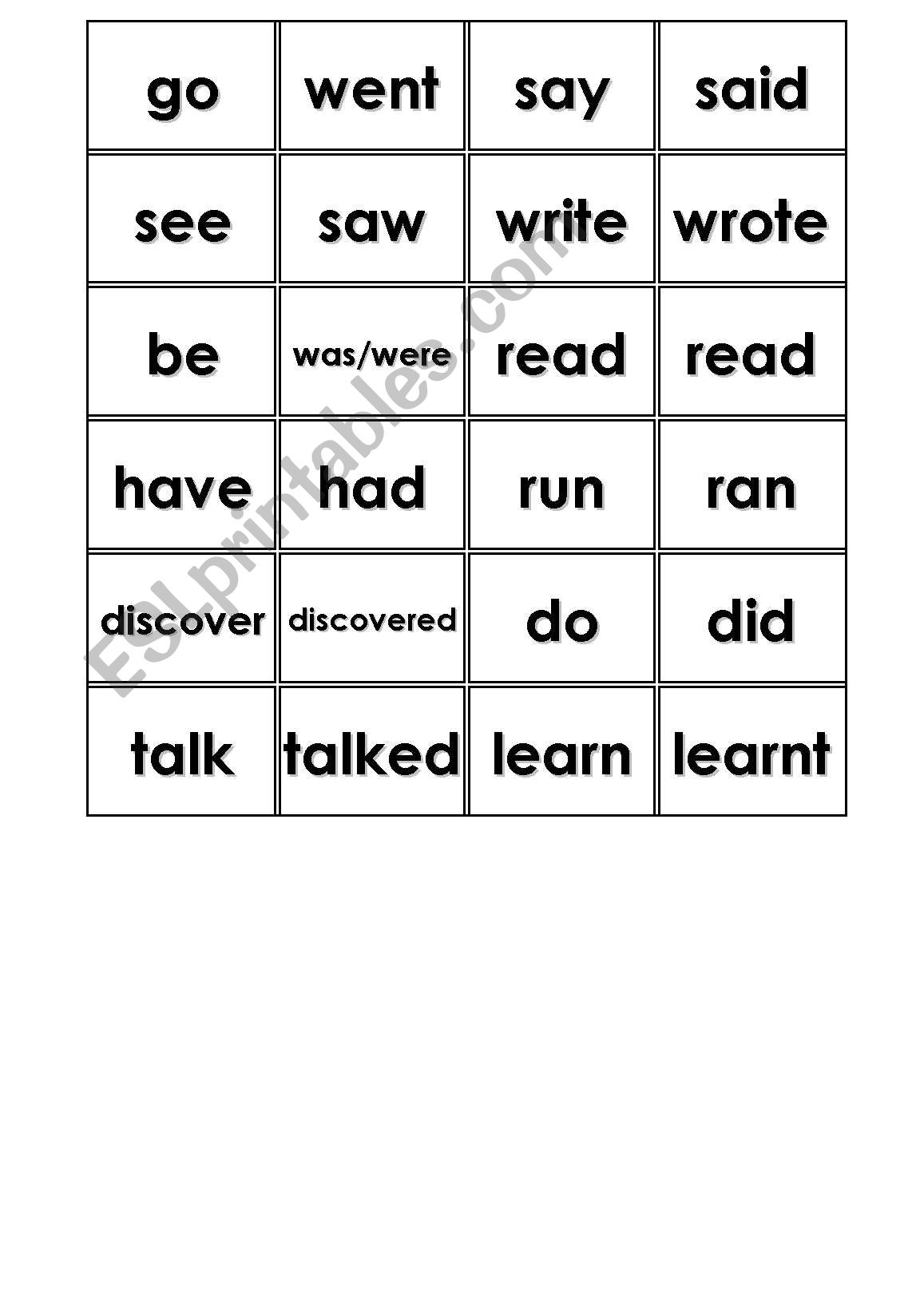 PAST SIMPLE MEMORY GAME worksheet