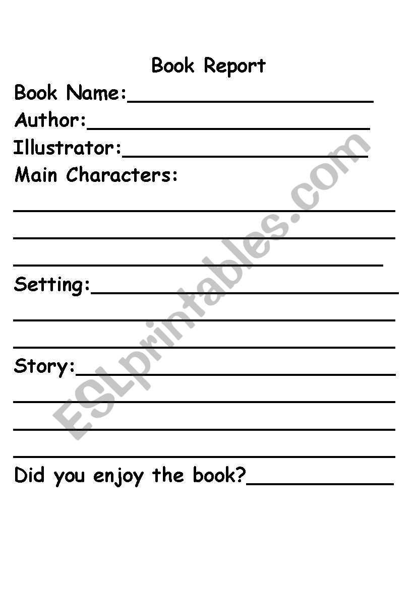 Simple book report worksheet