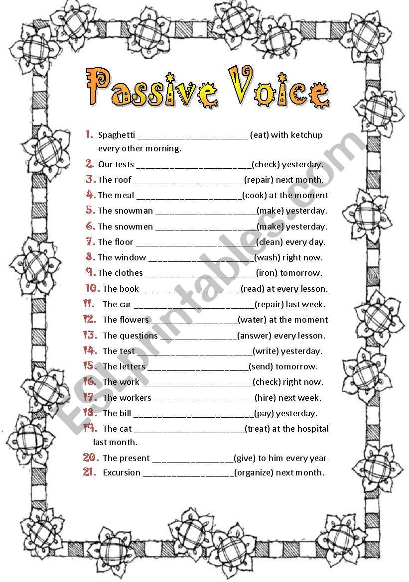 21 sentence to form PASSIVE VOICE                            KEY INCLUDED