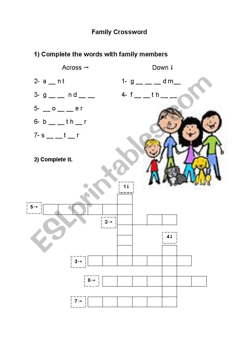 Family Members worksheet