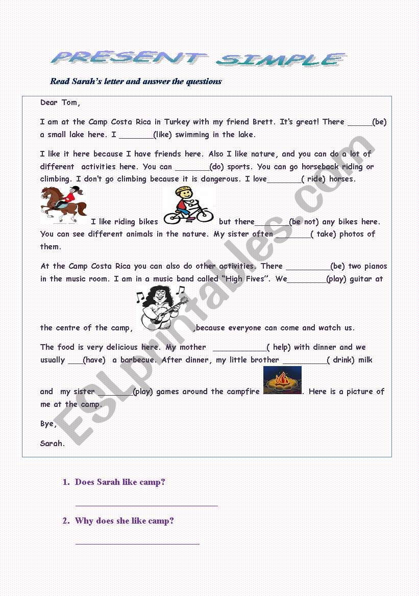 Present simple with a reading and comprehension questions