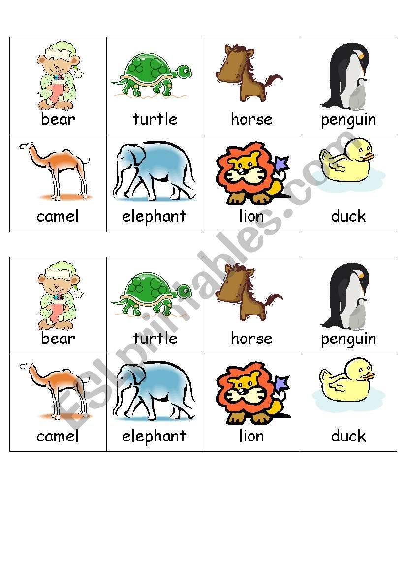 matching game (animals names)
