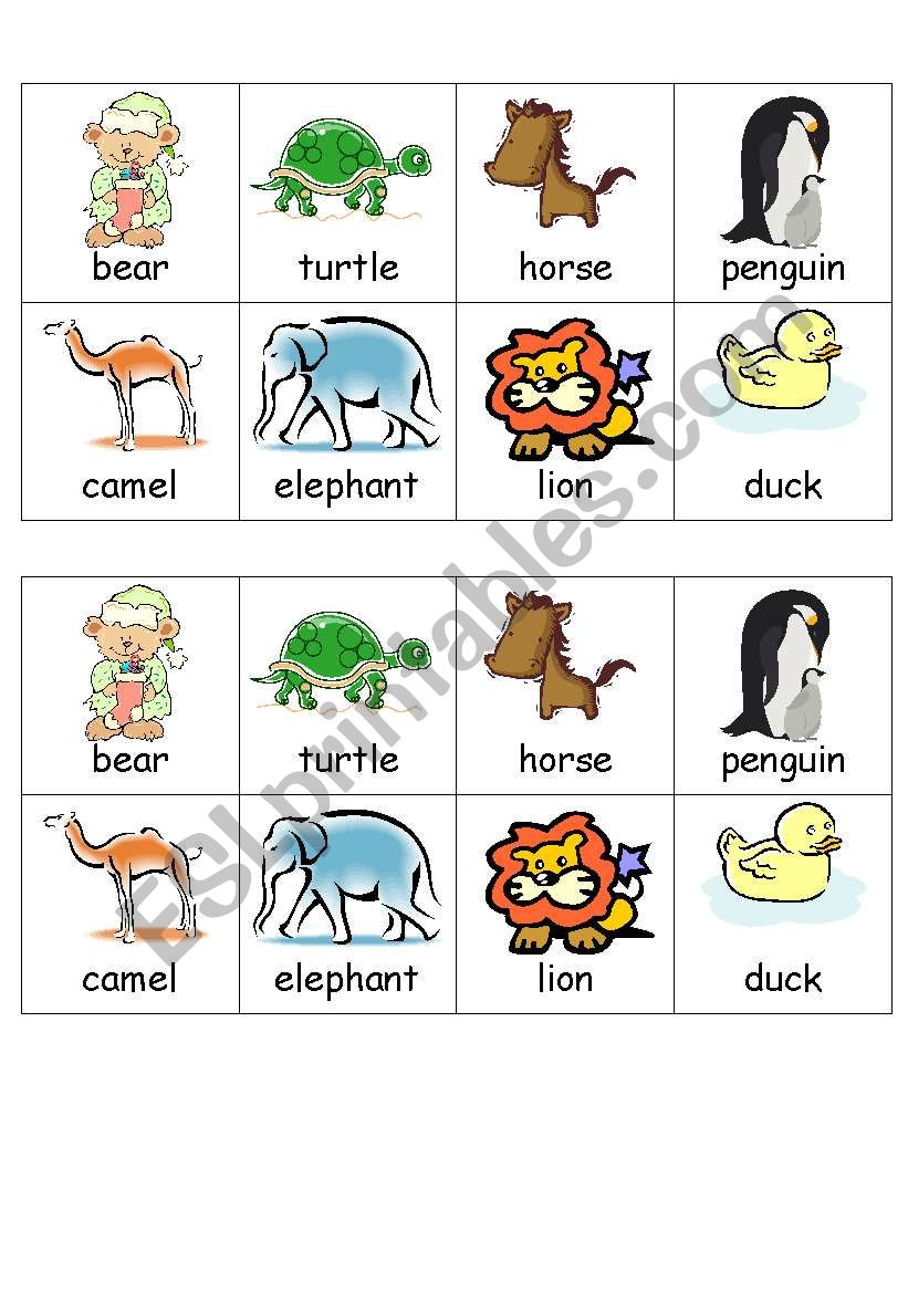 matching game (animalsÂ´ names)