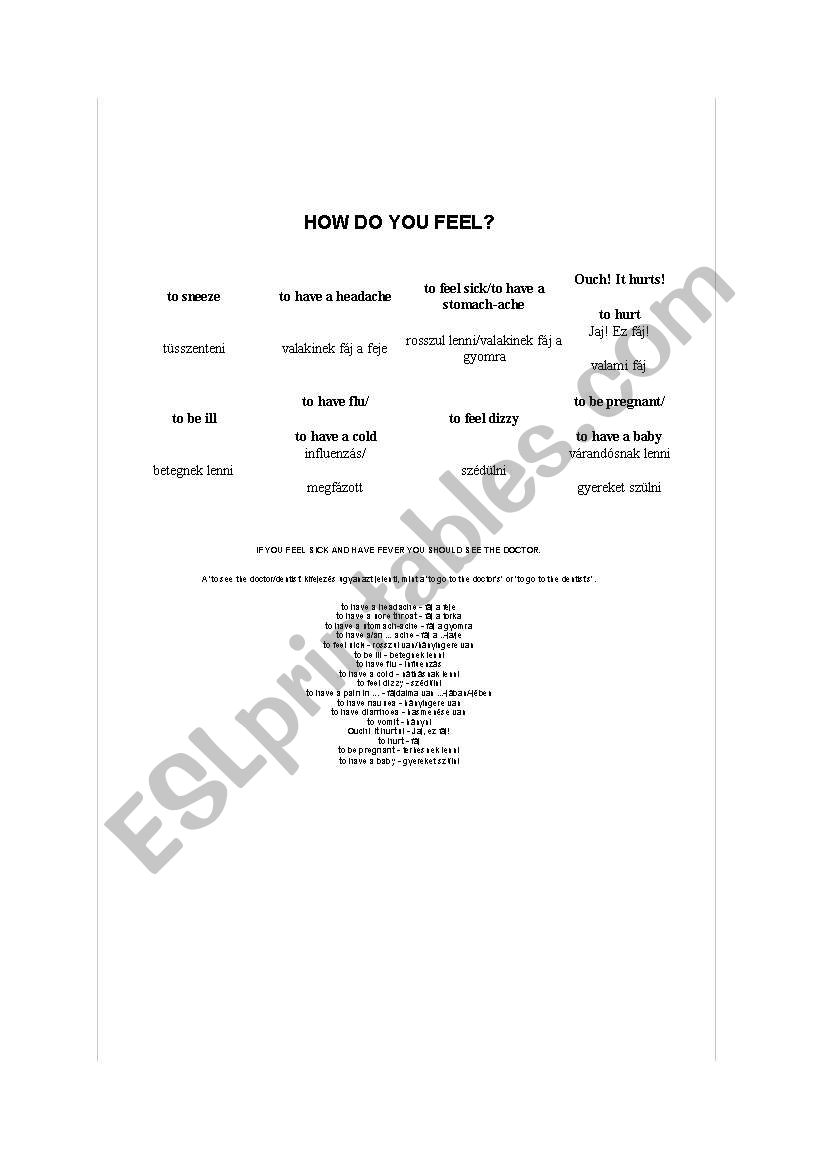 How do you feel? worksheet