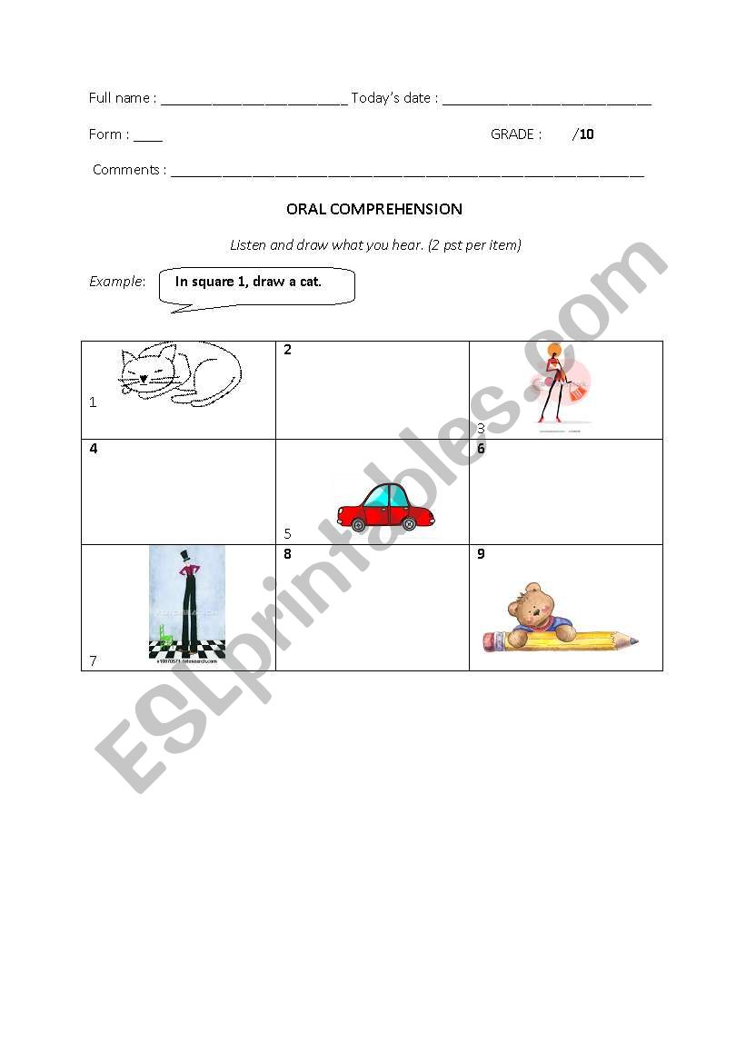 ORAL COMPREHENSION worksheet