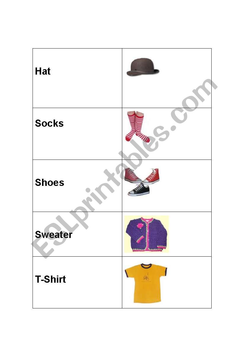 Clothes worksheet