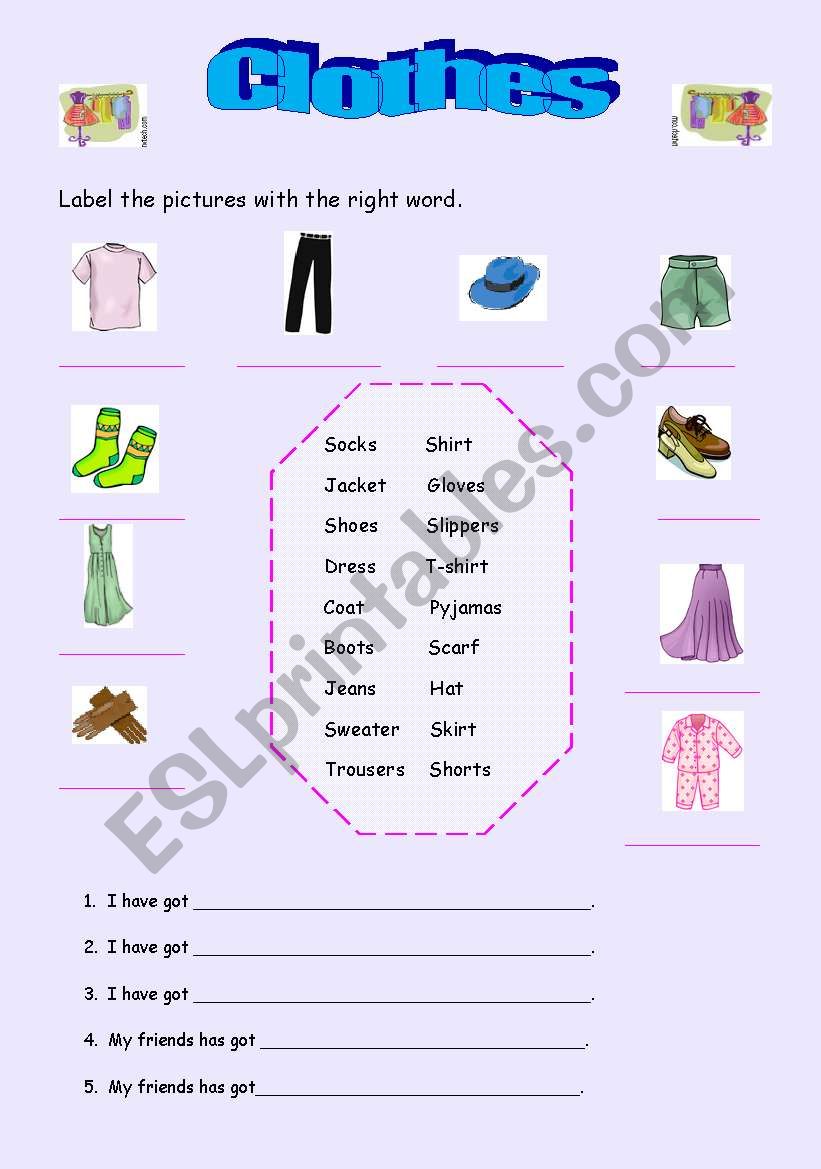 clothes vocabulary for young learners